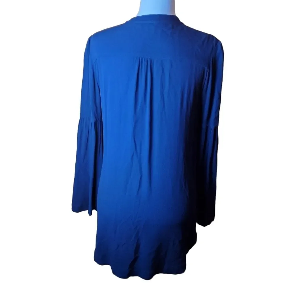 Free People Easy Girl Bell Sleeve Top Navy